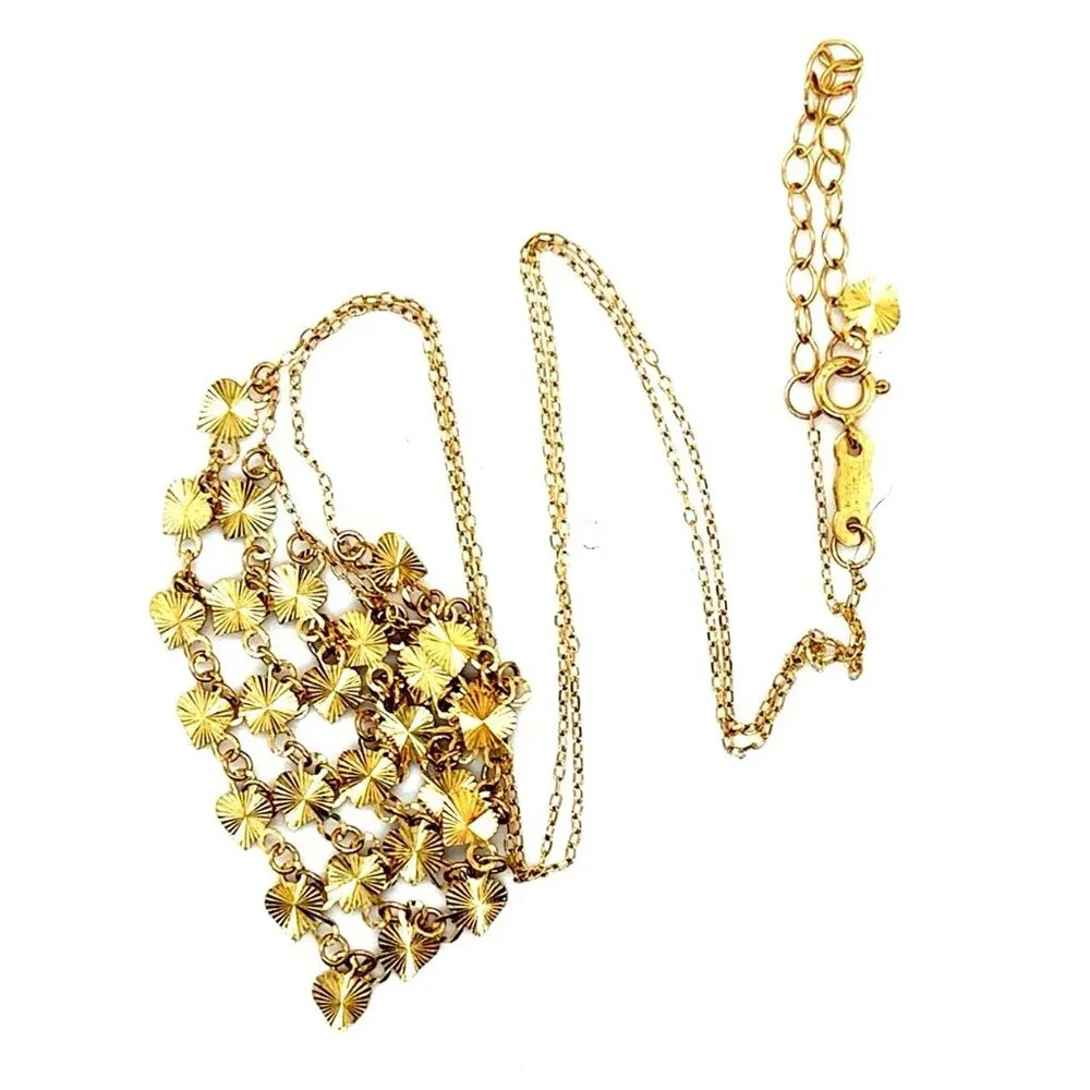 14K Gold‎ Small V- Hearts Shaped Link Necklace